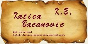 Katica Bacanović vizit kartica